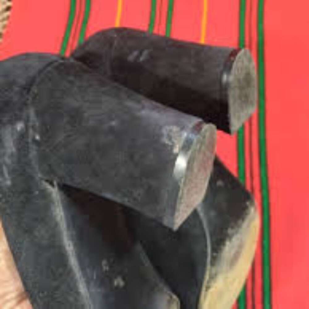 50s Margaret Jerrold pumps 6 vintage black suede chunky block heels womens shoes - Picture 4 of 7